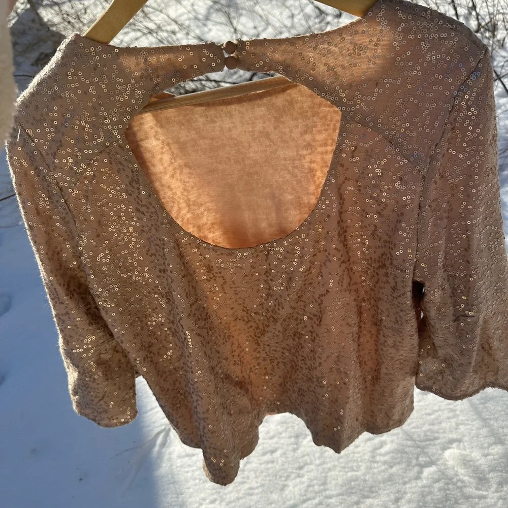 Anthropologie Gold Sequin Blouse - Picture 5 of 9